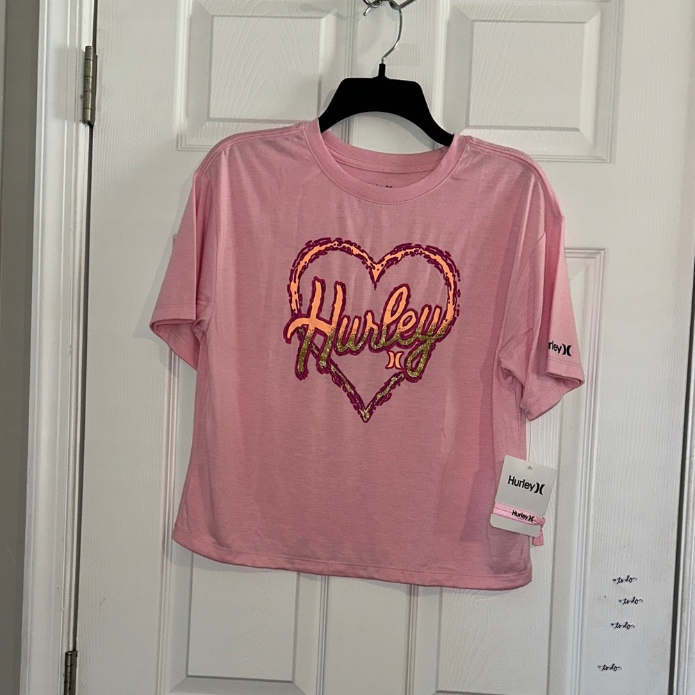 Hurley Pink Sequin Heart Kids Tee 13-15